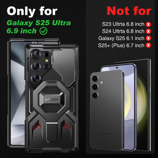 Case for Samsung Galaxy S25 Ultra with Privacy Screen Protector, MagSafe-Compatible Ring Stand, and Rugged Slim Design