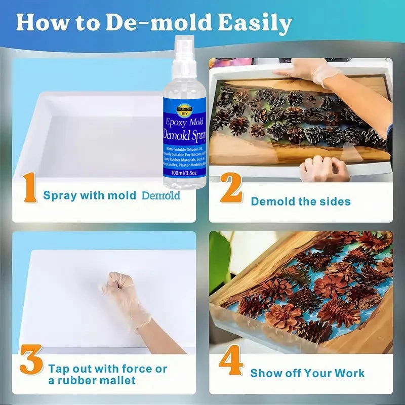 3.5oz Epoxy Mold Release Spray – Quick-Drying Silicone Oil Non-Stick Demolding for Resin & Candle Making