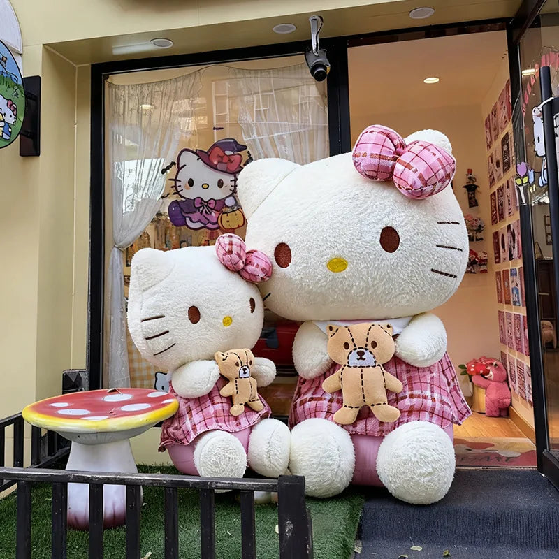 Kawaii Retro Hello Kitty Stuffed Doll Sanrio Plush Toy Kids Anime Birthday Gift Wholesale Large Sanrio Kitty Soft Stuffed Doll