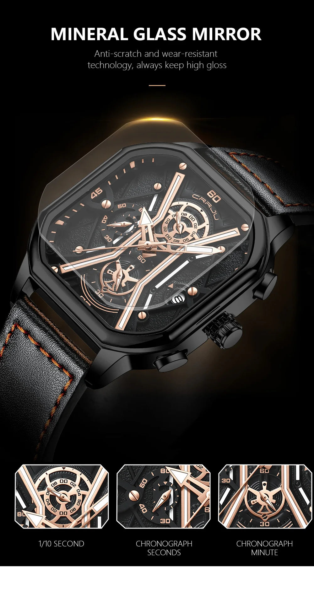 Mens Watches Top Luxury Brand Waterproof Sport Wrist Watch Chronograph Quartz Military Genuine Leather Relogio Masculino
