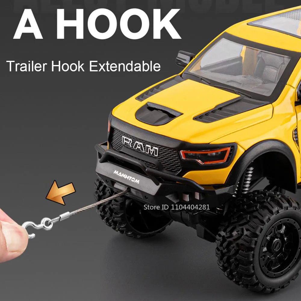 1:24 Mammoth F-150 Raptor Diecast Alloy Model Toy Car Doors Opened Sound Light Pull Back Miniature Vehice Adult Boy Fashion Gift