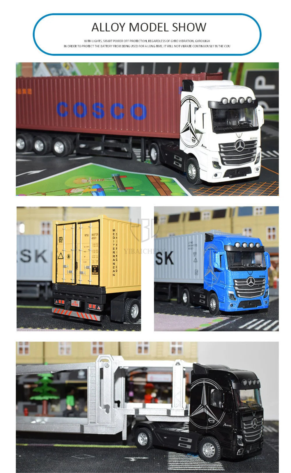 1:50 Diecast Alloy Truck Head Model Toy Container Truck Pull Back With Light Engineering Transport Vehicle Boy