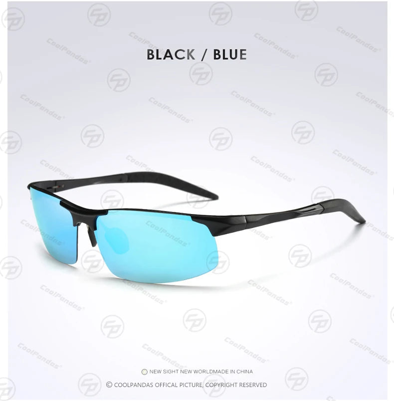 Aluminum Polarized Sunglasses UV400 Anti-Glare Driving Glasses Outdoor Rectangle Shades for Men
