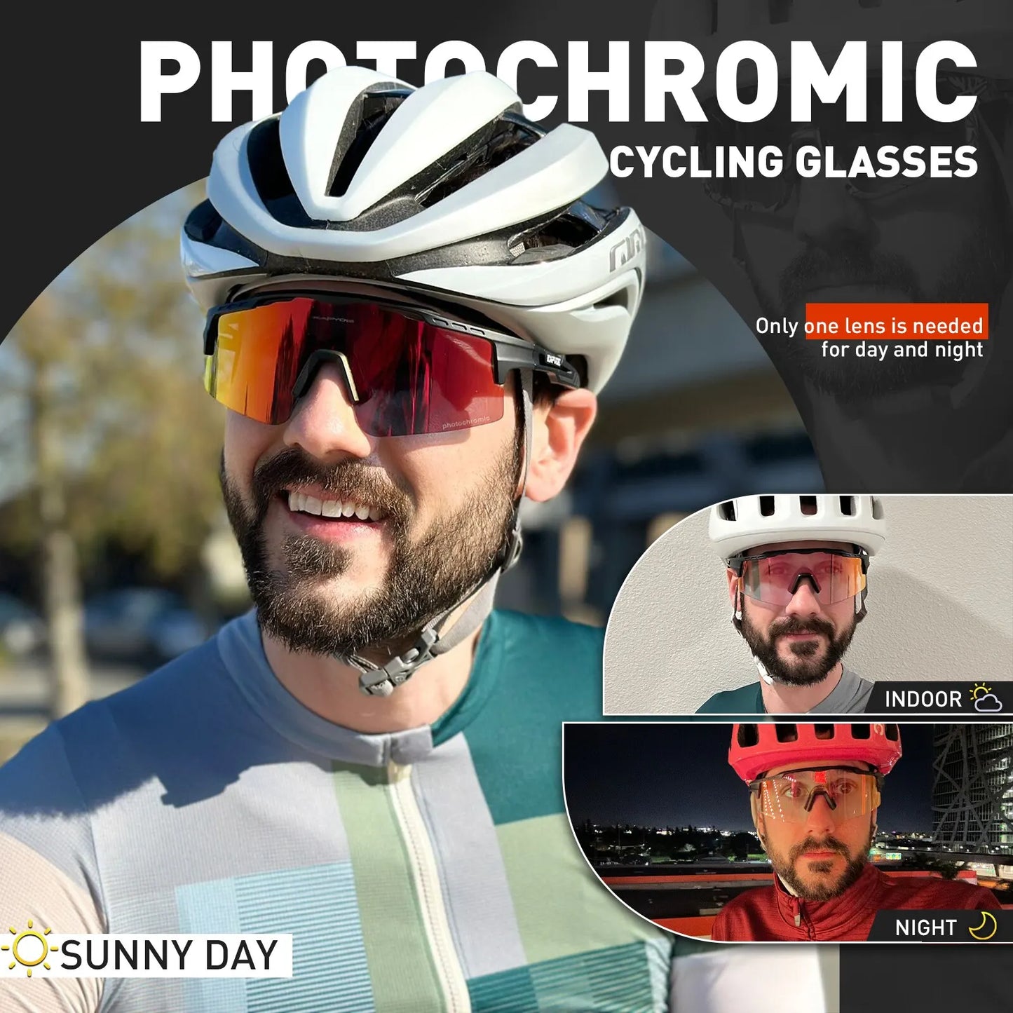 Photochromic Cycling Glasses MTB Adjustable Nose Support Myopia Frame Sports Sunglasses Men Women Eyewear Goggle