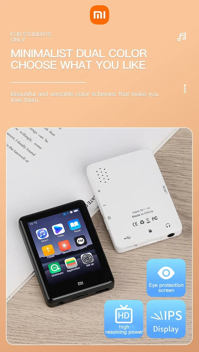 XIAOMI S18 MP4 Bluetooth Player 2.4 Inch Touch Screen Portable HiFi Stereo Music E-book Learning MP3 Walkman Built-in Speaker