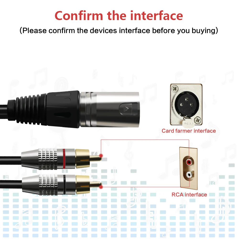 XLR to RCA Cable RCA Male to XLR 3 Pin Cannon Female Audio Video Cable for Amplifier Mixing Plug Cable 1m 1.5m 2m 3m 5m 8m