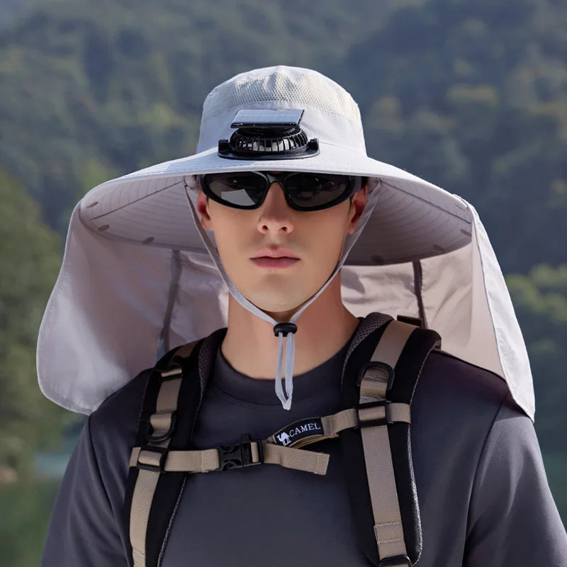 Wide Brim Solar Fan Outdoor Sun Hat