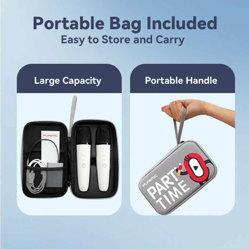 Q1PRO Tesla Karaoke Wireless Microphone with Portable Bag, 8 Sound Effects, Rechargeable Type-C Mic with AUX Receiver