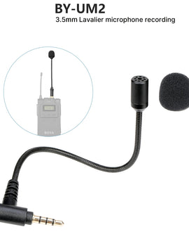 3.5mm TRS Locking-Type Gooseneck Omnidirectional Flexible Audio Microphone for Wireless Lavalier Microphone System BY-UM2