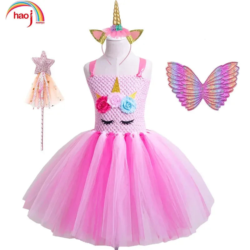 Christmas Pink Unicorn Dress for Girls Ballet Dance Ball Princess Tutu Dress Birthday Party Gift Halloween Cosplay Costume