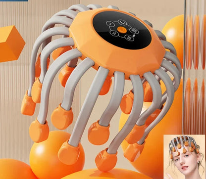 20Massage Heads Orange Scalp Head Massager Red Light Octopus Scratcher For Relaxation Stress Migraine