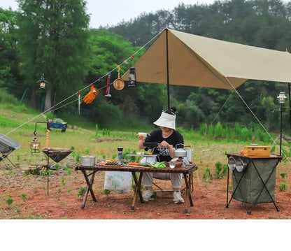 Outdoor Camping Stainless Steel Folding Table Portable Multi-Functional Tea Table Picnic Flat Gas Tank Stove Table