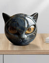 Black Cat Figurine Resin Cat Head Healing Stone Marble Texture Cat Stone Resin Cat Sculpture Ornament Cat Sculpture Craft Decor