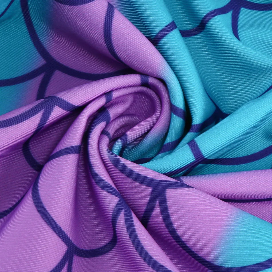 New Blue Red Purple Three Colors Mermaid Flying Sleeve Fishtail Beautiful Dress For Girl Summer Beach Party Cool Gown
