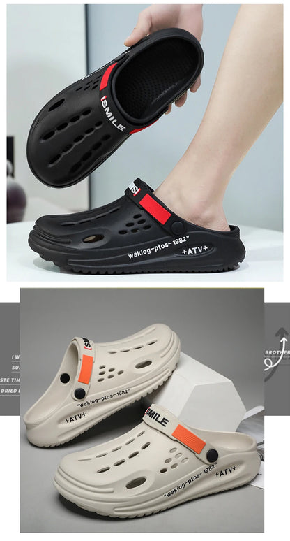 Soft Sole Summer Clogs Slippers Men Clogs Slippers Breathable Beach Slippers Men Home Slippers Outdoor Antiskid Slippers