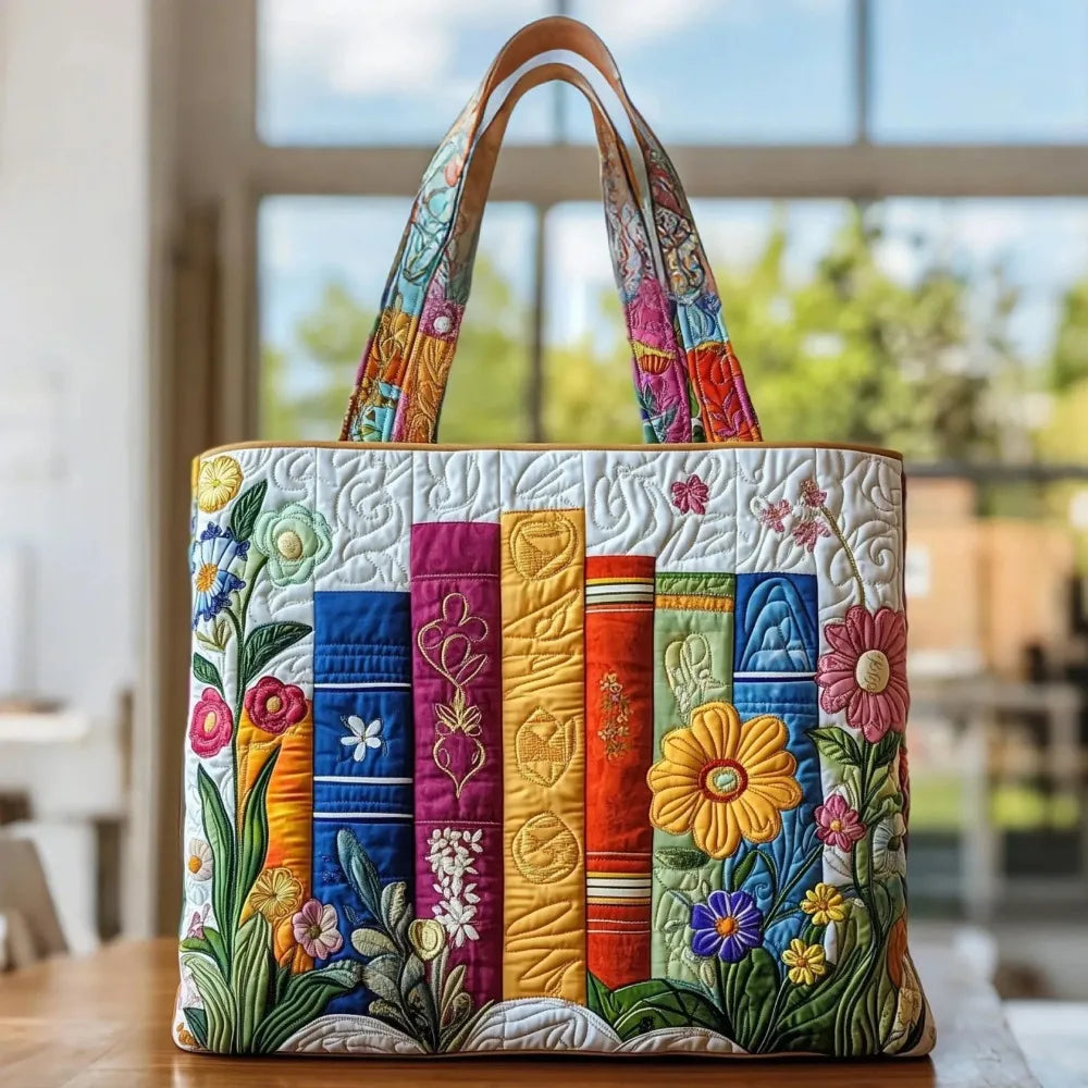 Vintage Quilted Canvas Tote Bag Large Capacity 3D Printed Shopping Handbag