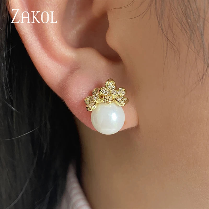 Exquisite Micro Inlay Zircon Flower Stud Earrings