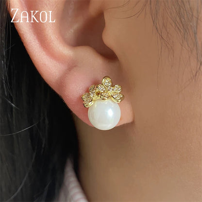 Exquisite Micro Inlay Zircon Flower Stud Earrings