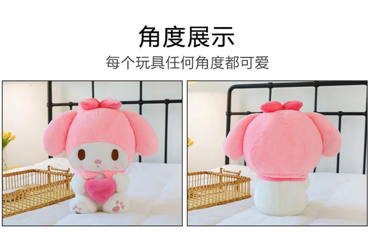 Sanrio Kawaii Kuromi My Melody Cinnamoroll Plush Toy Stuffed Doll for Kids Birthday Xmas Gift Large Cute Pillow for Sleeping