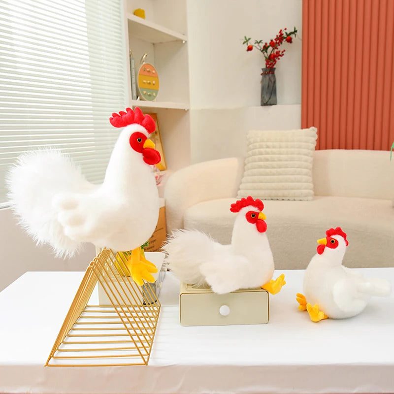 White Rooster Chicken Plush Stuffed Animal Soft Bird Decor