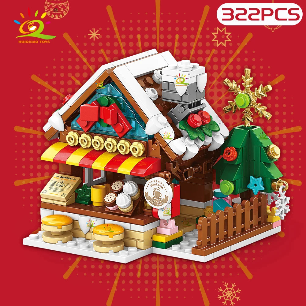 Christmas Tree Gingerbread Cafe Model Building Block DIY Elk Snowman Train Bricks Ornament Toys for  Adult Gift