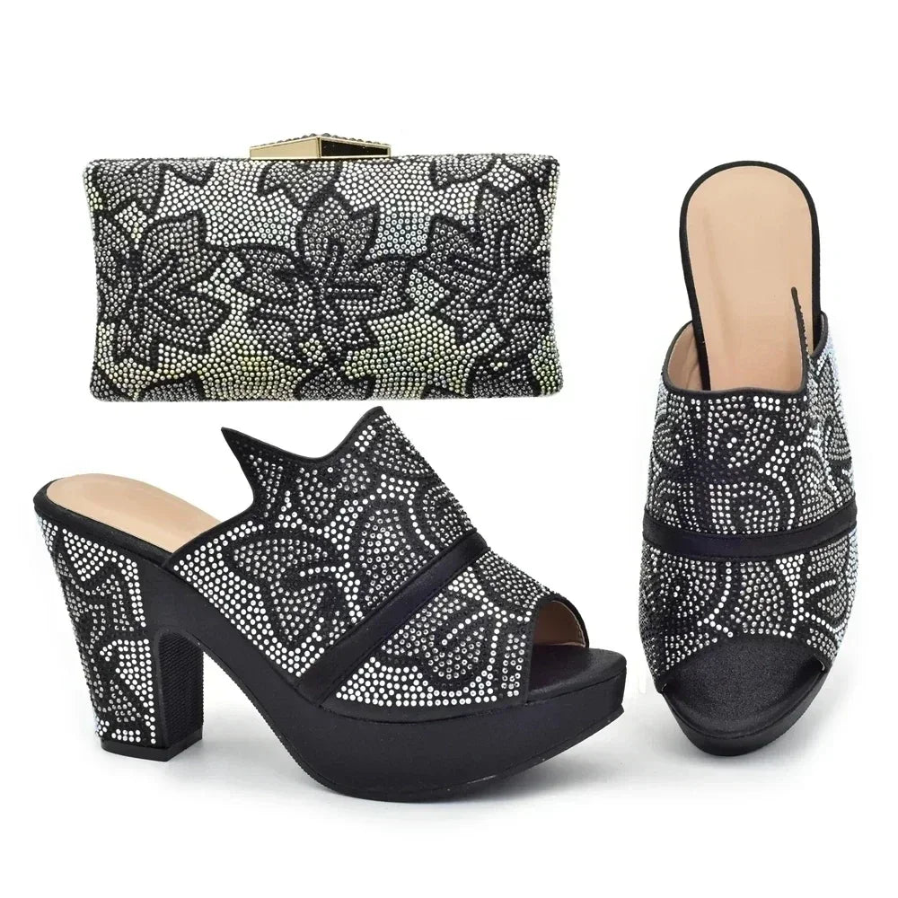 Italian Design High Heels Shoes and Bag To Match Nigerian Shoes and Bag Set Ladies Party Shoes and Bag Wedding Party Pumps