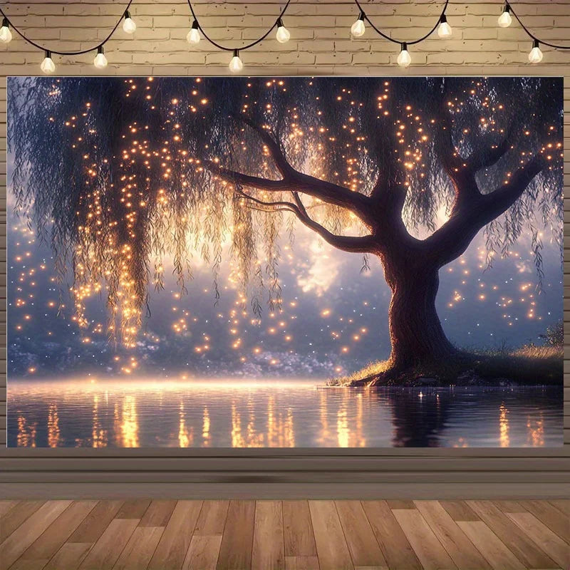 Enchanted Tree Tapestry Christmas, New Year, Wedding & Party Decorations Wall Hanging Backdrop Decorative Wall Hanging