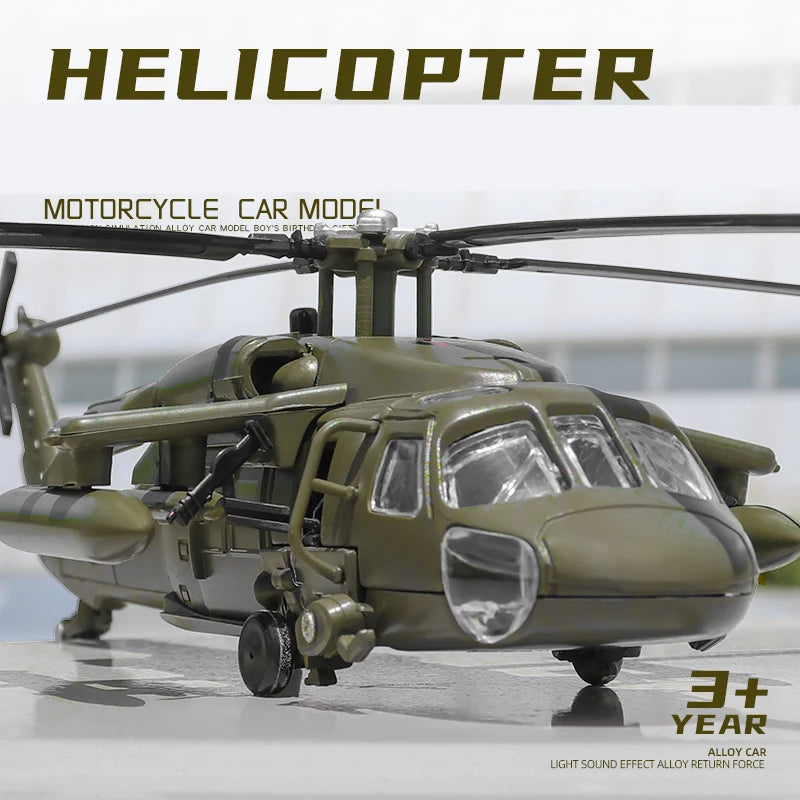 UH60 Hawk Utility Helicopter Metal Model Aircraft Sound and Light Display Toy