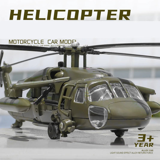 UH60 Hawk Utility Helicopter Metal Model Aircraft Sound and Light Display Toy