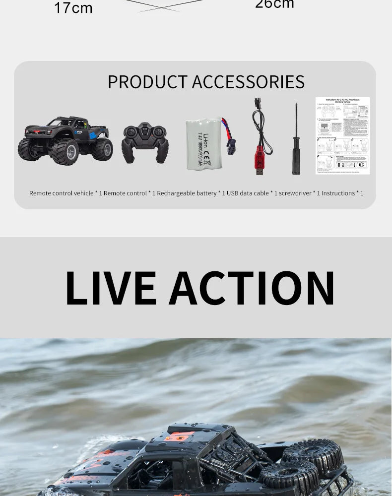 2.4G Amphibious Off-road Climbing RC Flip Stunt Car Racing All-terrain Waterproof 's RC Toys Gifts