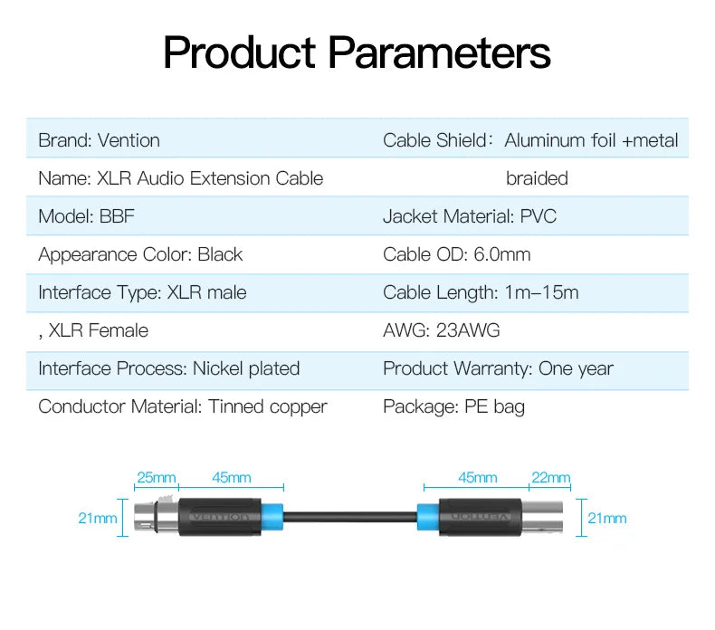 XLR Cable Karaoke Microphone Sound Cannon Cable Plug XLR Extension Mikrofon Cable for Audio Mixer Amplifiers XLR Cord