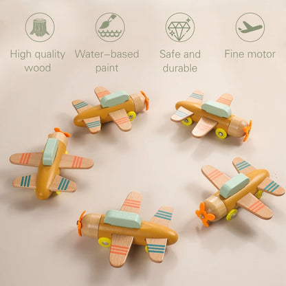 Wooden Traffic Toys For Babies  Wooden Train Airplane Toy  Infant Early Education Cognitive Toys  Baby's Birthday Present   Gift