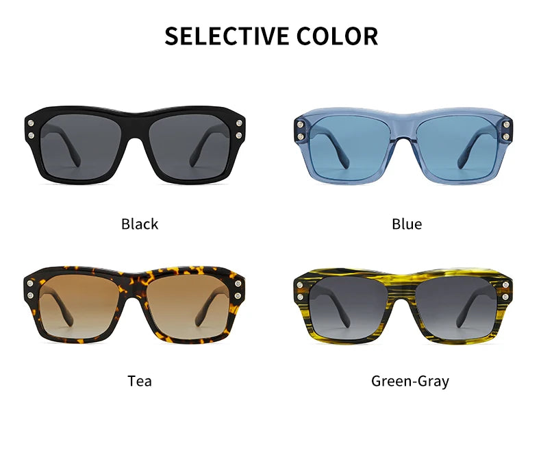 Acetate Square Polarized UV400 Mirror Gradient Fashion Sunglasses for Men Women Luxury Eyewear