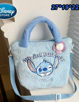 Disney Plush Backpack Ins Japanese Blue Stitch Funny Cartoon Large-Capacity Student Backpack Kindergarten Bag
