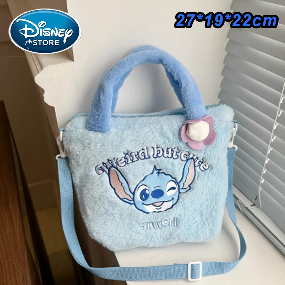 Disney Plush Backpack Ins Japanese Blue Stitch Funny Cartoon Large-Capacity Student Backpack Kindergarten Bag