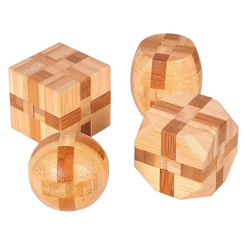 3D Jigsaw Puzzle Toys Wooden Kong Ming Lock Lu Ban Lock IQ Brain Teaser Educational Toy for Kids Children Montessori Unlock Game