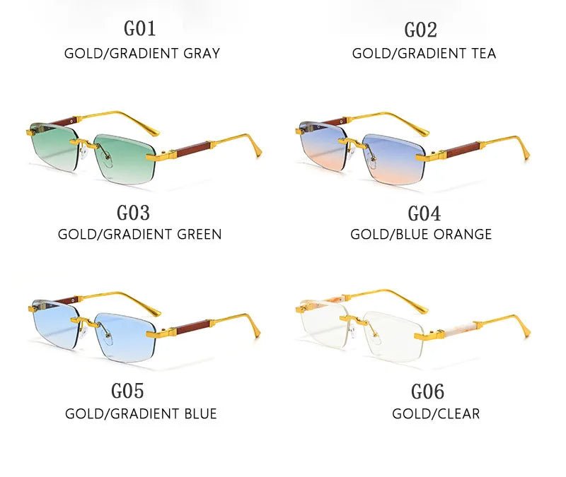 Rimless Wooden Sunglasses With UV400 Protection