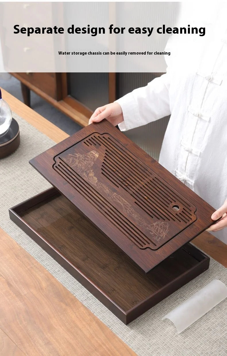 Jiangshan Tea Tray Household Small Drain Tea Table Bamboo Tea Tray Kung Fu Tea Set Accessories Tea Sea Dry Brewing Table