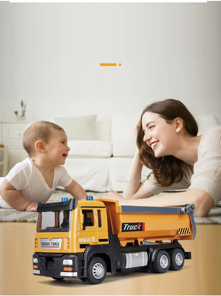 1/50 Scale Tipper Truck Alloy Diecast Toy Model Dump Engineering Transport Truck Sound Light Pull Back Collection Gifts