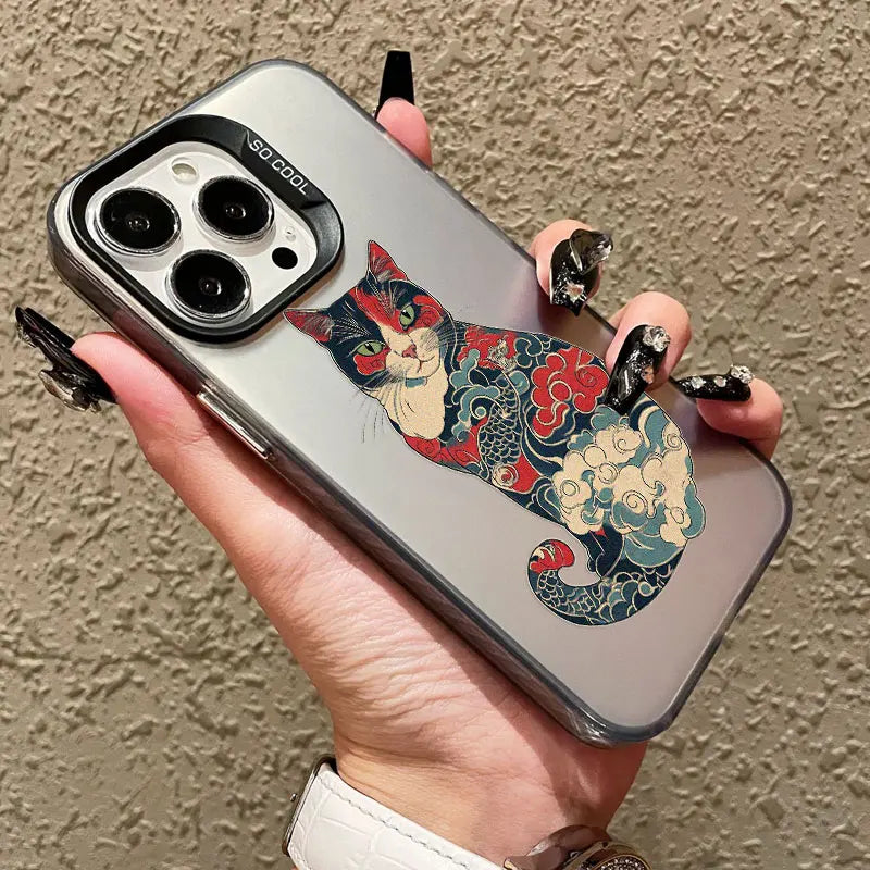 Colorful Japan Cat Design Phone Case For Samsung Galaxy S24 S23 S21 FE S25 S24 S23 S22 Ultra Plus Shockproof Laser Back Covers