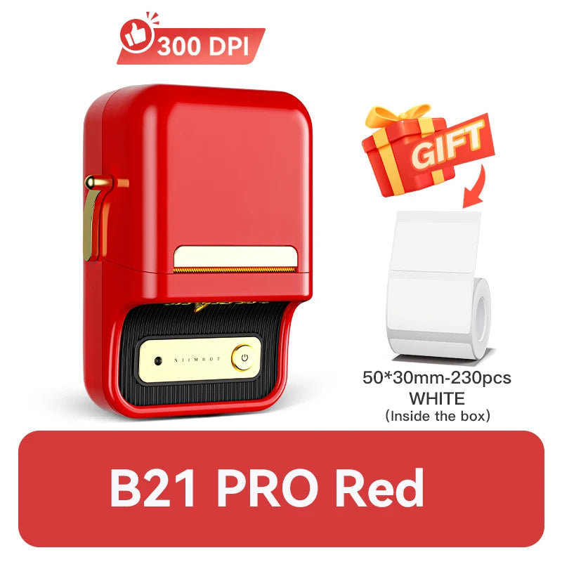 B21 / B21 Pro Thermal Label Printer, Bluetooth Wireless Sticker Maker 20–50mm, Portable Inkless Barcode Label Printer for Office & Retail
