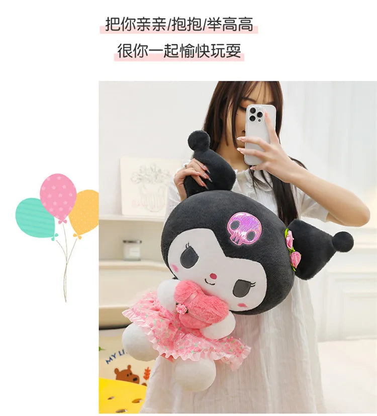 Kawaii Hello Kitty Plush Toy Cute Filled Doll for Kids Birthday Gift Lovely My Melody Kuromi Floral Stuffed Animal Soft Large