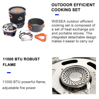 Camping Cooking System with Heat Exchanger Outdoor Gas Burner Stove