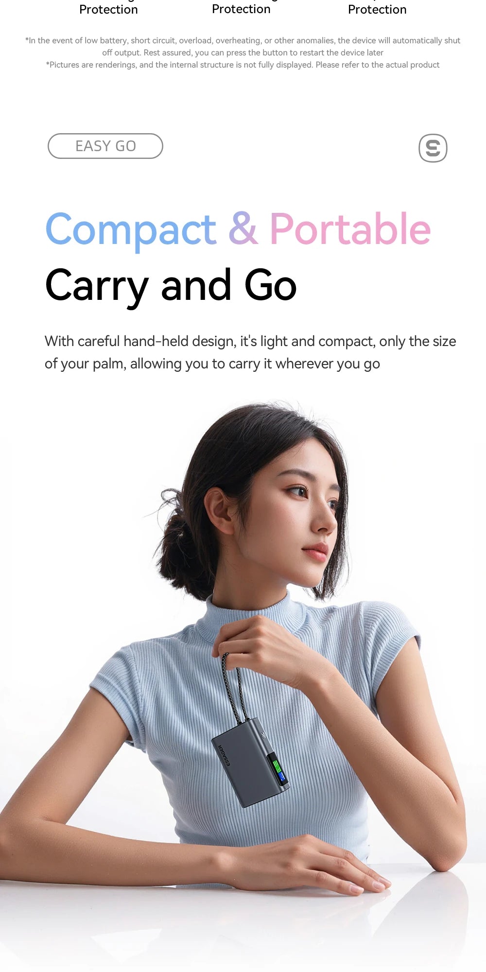45W Power Bank 10000mAh Built-in USB C Cable Fast Charging Portable Battery with Digital Display