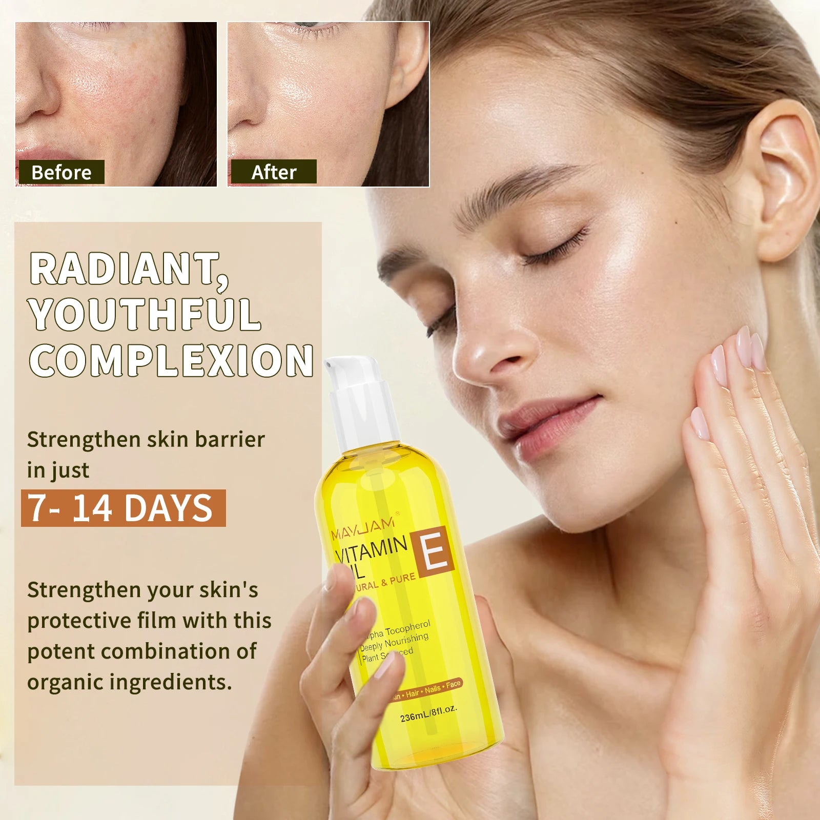 118ml/236ml Vitamin E Jojoba Sunflower Seed Oil for Skin Care Face Care Hair Care Essential Oil Moisturizing Nourishing