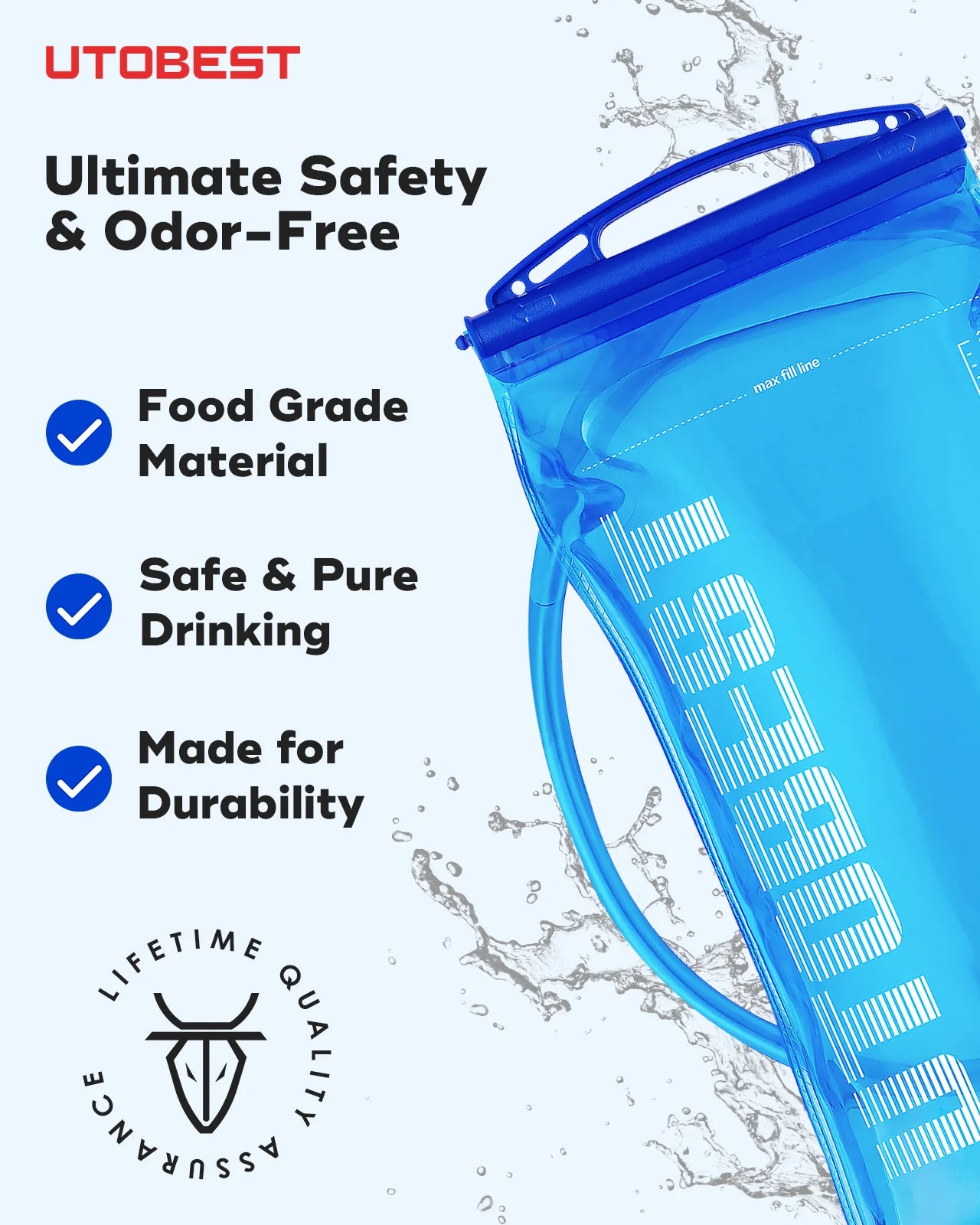 1L/1.5L/2L/3L Hydration Bladder Water Reservoir Water Bag BPA Free for Running Cycling Hiking