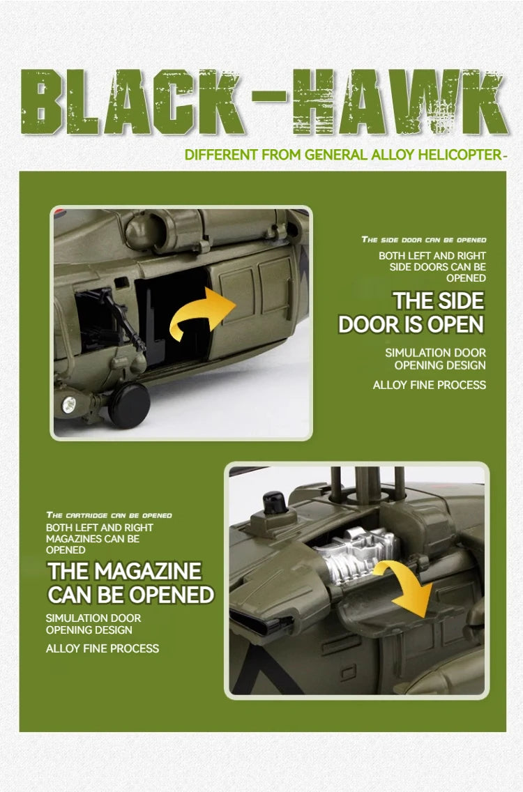 Black Hawk Helicopter Alloy Model with Sound & Light