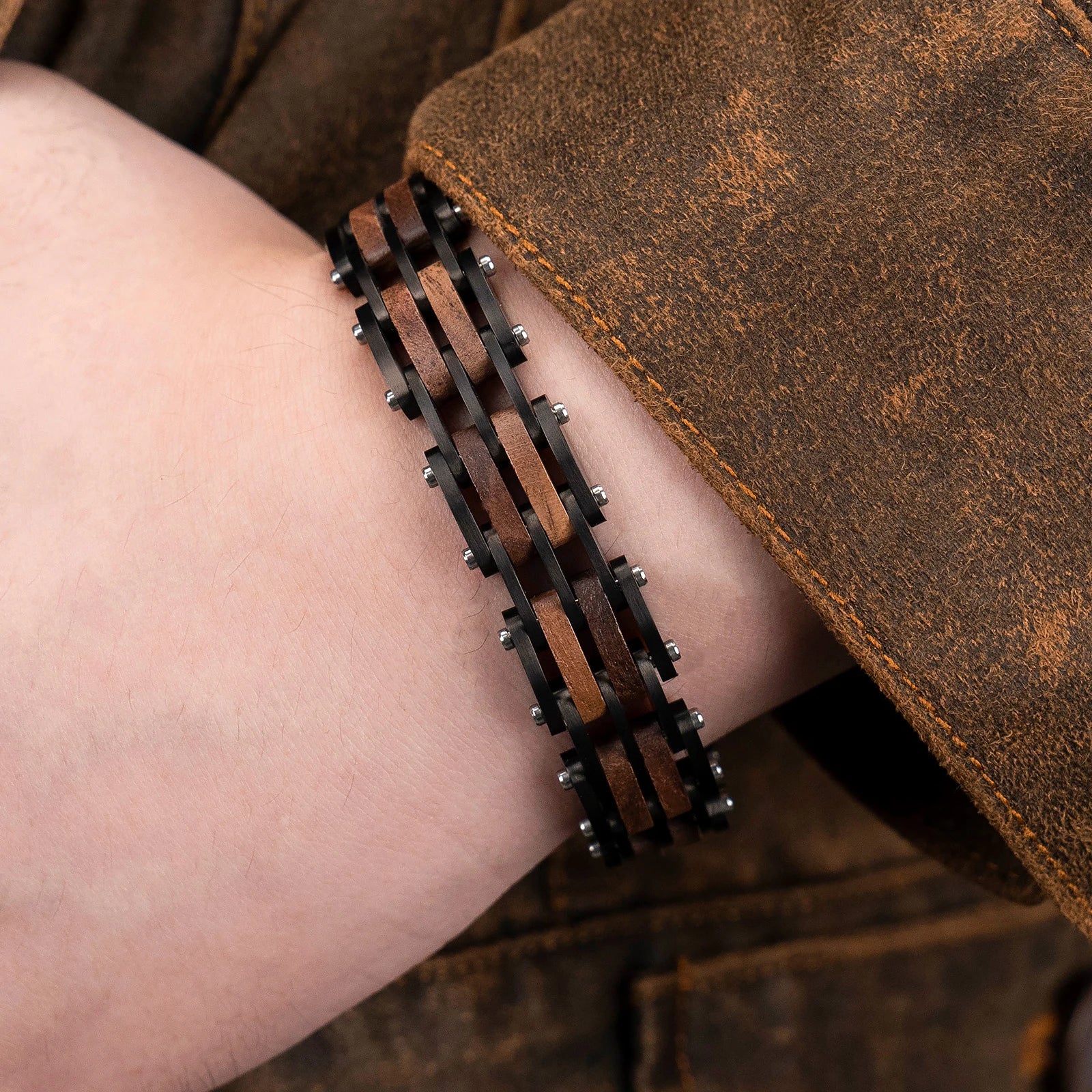 Fashion Bracelet for Metal Stainless Steel Wood Strap Jewelry Bracelets