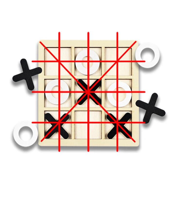 Wooden Push and Shove Tic Tac Toe Strategy Game