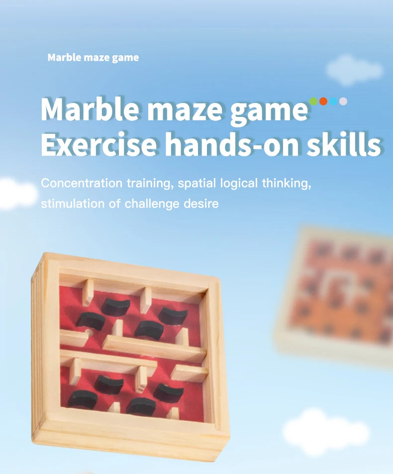 Wooden Balance Rolling Ball Maze Board Puzzle Game